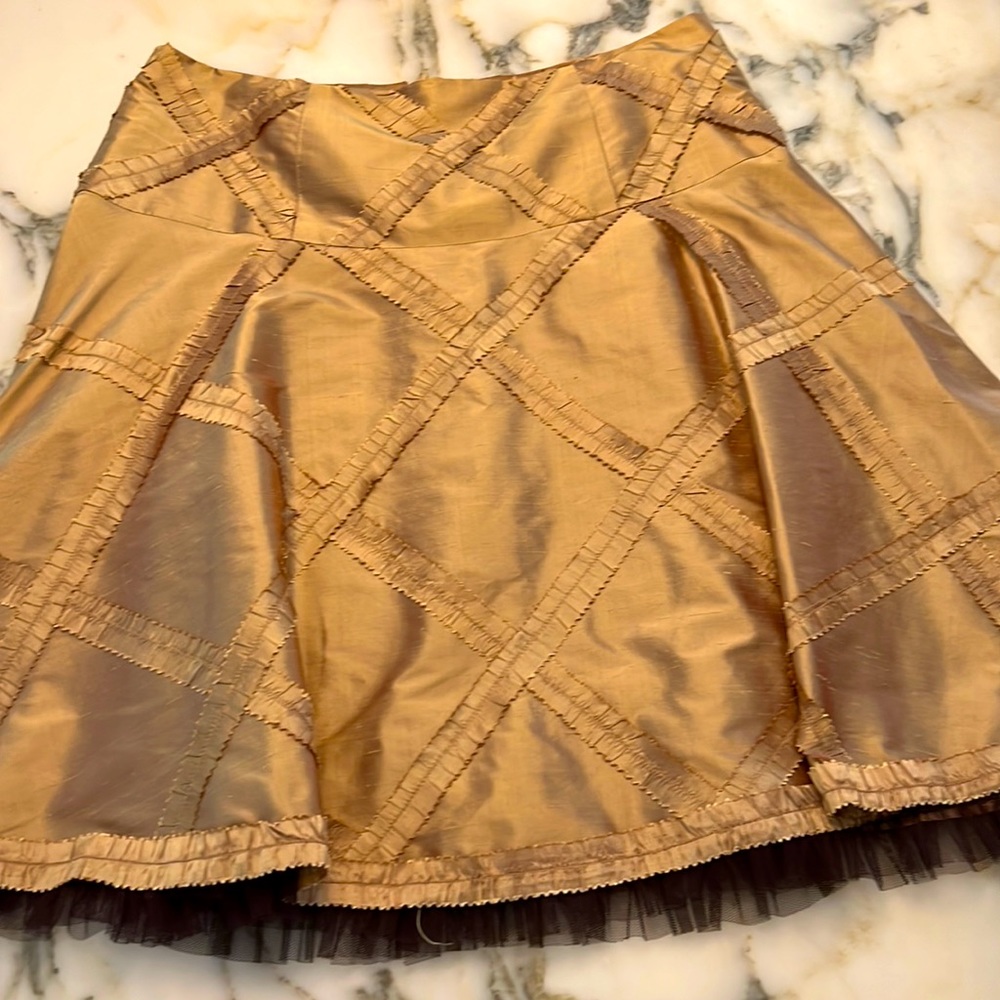 Nanette Lepire raw silk gold lame skirt